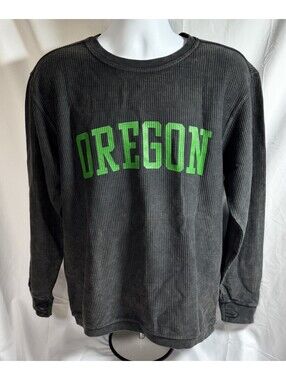 Pressbox Black Oregon Ducks Comfy Cord Burn Washed Sweatshirt Womens M NWT